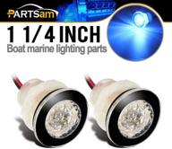 🔵 2x round blue led livewell courtesy lights - marine boat rv 12v dc clear lens, 1-1/4" mini button led boat marine lights - boating equipment with 1-5050-smd логотип
