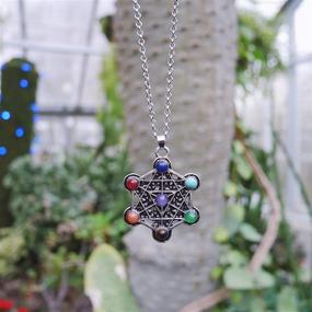 img 1 attached to Enhance your Spiritual Journey with the PSEEHEE Tree of Life Flower of Life Sacred Geometry 7 Chakra Healing Crystals Necklace: Reiki Stones Pendant Jewelry for Vibrant Energy Alignment