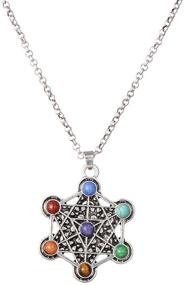 img 4 attached to Enhance your Spiritual Journey with the PSEEHEE Tree of Life Flower of Life Sacred Geometry 7 Chakra Healing Crystals Necklace: Reiki Stones Pendant Jewelry for Vibrant Energy Alignment