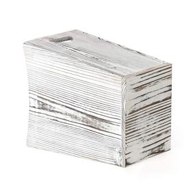 img 1 attached to 🗑️ BTY Wood Trash Can: Rustic Grey Farmhouse Small Square Wastebasket Bin with Convenient Handle - Ideal for Bathroom, Kitchen, Bedroom, Office