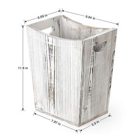 img 3 attached to 🗑️ BTY Wood Trash Can: Rustic Grey Farmhouse Small Square Wastebasket Bin with Convenient Handle - Ideal for Bathroom, Kitchen, Bedroom, Office