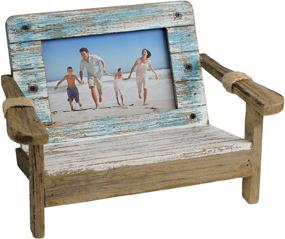 img 4 attached to 🌊 EXCELLO GLOBAL PRODUCTS Beach Chair Photo Frame: Horizontal 4x6 Rustic Nautical Beach Themed Tabletop Picture Frame for Home Decor and Display
