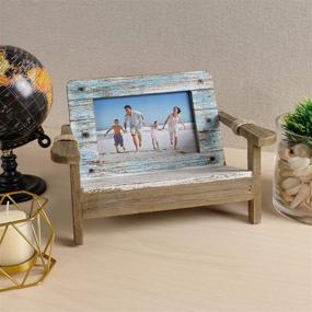 img 1 attached to 🌊 EXCELLO GLOBAL PRODUCTS Beach Chair Photo Frame: Horizontal 4x6 Rustic Nautical Beach Themed Tabletop Picture Frame for Home Decor and Display