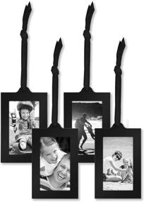 img 4 attached to 🖼️ Enhance Your Wall Decor with Americanflat 4 Piece 2x3 Hanging Picture Frames in Black - Metal Frames with Adjustable Ribbon Tassels