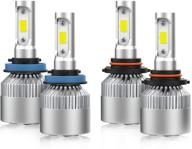 🔦 crownova h11 and 9005 led headlight bulbs combo: s2 series flip cob chips, 3600lm high beam/low beam, 6500k cool daylight logo
