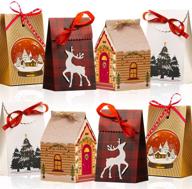 🎁 set of 12 small christmas gift bags – 4 premium xmas-themed designs | sturdy bags for baked goods, candies, and cookies | bundle gift wrapping boxes | reusable craft paper | assorted colors | bulk christmas house reindeer snowglobe christmas tree | prime logo