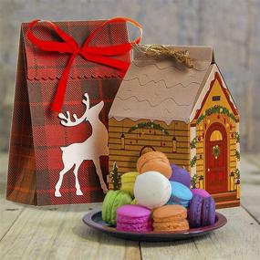 img 1 attached to 🎁 Set of 12 Small Christmas Gift Bags – 4 Premium Xmas-themed Designs | Sturdy Bags for Baked Goods, Candies, and Cookies | Bundle Gift Wrapping Boxes | Reusable Craft Paper | Assorted Colors | Bulk Christmas House Reindeer Snowglobe Christmas Tree | Prime