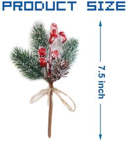 img 3 attached to 🎄 8-Pack Christmas Berries Pine Cones for DIY Crafts - Christmas Tree Picks Spray with Evergreen Artificial Pine Branches, Holly Stem, and Xmas Garland Décor - Ideal for Gift Wrap Embellishments (Red)