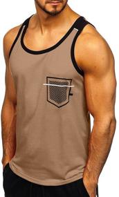 img 3 attached to Hongqizo Sleeveless Pocket Muscle Cotton Men's Clothing for Shirts