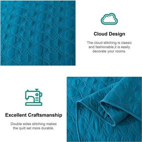 img 1 attached to 🛏️ Andency Blue King Size Quilt Set: Geometric Stitched Bedspread, 3-Piece Lightweight Quilted Bedding with Cloud Design- Includes King Quilt (104x90 inch) and 2 Pillowcases