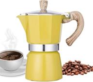 ☕ narce кофеварка для плиты moka pot 6 чашек - 9,3 унции, желтая - кубинская кофеварка, кофеварка для плиты, итальянская кофе мокка, греча-мокка, алюминиевая логотип