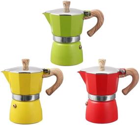 img 3 attached to ☕ NARCE Кофеварка для плиты Moka Pot 6 чашек - 9,3 унции, Желтая - Кубинская кофеварка, Кофеварка для плиты, Итальянская кофе мокка, греча-мокка, Алюминиевая