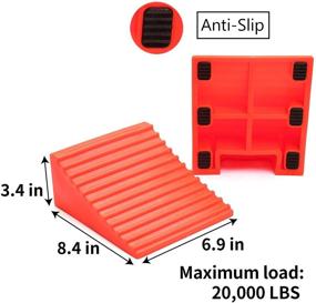 img 3 attached to Колесные бруски для больших домашних автодомов: прочные с анти-скользящим рисунком и встроенной ручкой, грузоподъемность 20 000 фунтов - 2 штуки, красные.