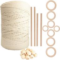 🧵 100% natural 4 strand twisted soft cotton macrame cord kit - ideal for wall hangings, plant hangers, crafts, and knitting (3mm x 328yards) logo