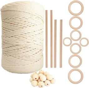 img 4 attached to 🧵 100% Natural 4 Strand Twisted Soft Cotton Macrame Cord Kit - Ideal for Wall Hangings, Plant Hangers, Crafts, and Knitting (3mm x 328yards)