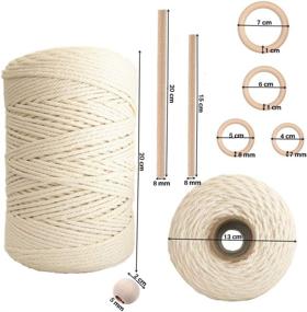 img 3 attached to 🧵 100% Natural 4 Strand Twisted Soft Cotton Macrame Cord Kit - Ideal for Wall Hangings, Plant Hangers, Crafts, and Knitting (3mm x 328yards)