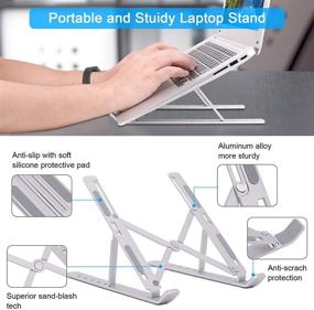 img 1 attached to 🖥️ QLKUNLA Laptop Stand: Adjustable Aluminum Riser for 10-15.6” Laptops, Foldable & Portable Cooling Notebook Mount