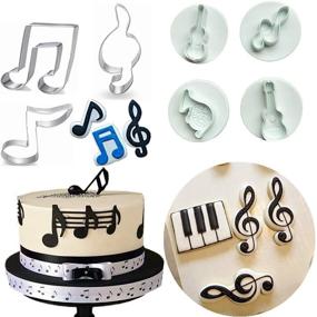 img 1 attached to 🎵 JeVenis Музыкальная форма для фондантов и набор тортовых топперов с гитарами - идеально подходит для детских дней рождения, музыкальных вечеринок, вечеринок для музыкантов, Baby Shower и различных мероприятий!