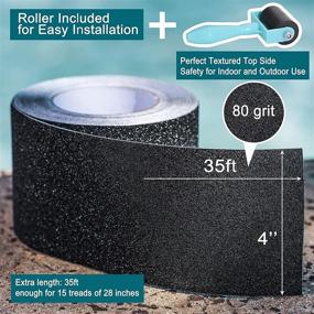 img 3 attached to 🚧 High Traction Non-Slip Tape for Stairs - 4 Inch x 35 Ft, Waterproof Grip Tape with Roller - Indoor/Outdoor Anti Slip Solution - Black