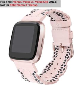 img 3 attached to 🌸 Кожаные ремешки CrocSee для умных часов Fitbit Versa/Fitbit Versa 2/Fitbit Versa Lite & SE, дышащий элегантный кожаный ремешок "Чик-кружево" - женский, розовый с золотой пряжкой