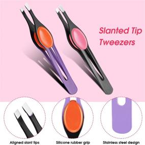 img 2 attached to 🔪 Chumia Set of 5 Non-Slip Grip Tweezers with Slanted Tips - Stainless Steel, Wide Precision Tips - Perfect for Ingrown Hair, Eyebrow Shaping, Splinter, Blackhead Removal - Colorful Rubber Grip