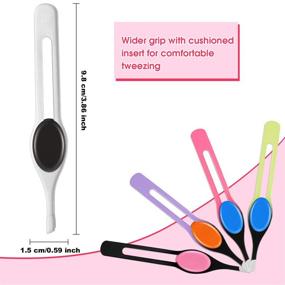 img 3 attached to 🔪 Chumia Set of 5 Non-Slip Grip Tweezers with Slanted Tips - Stainless Steel, Wide Precision Tips - Perfect for Ingrown Hair, Eyebrow Shaping, Splinter, Blackhead Removal - Colorful Rubber Grip