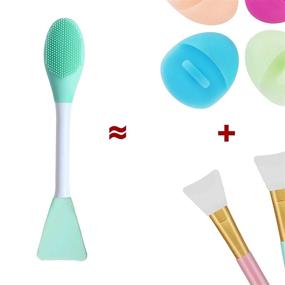 img 3 attached to 🧖 Aledy 2 in 1 Silicone Face Mask Brushes: Facial Mud Mask Applicator & Cleansing Tool