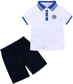 img 4 attached to Little Summer Outfits Soccer Sleeve Boys' Clothing for Clothing Sets