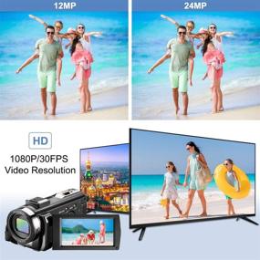 img 3 attached to 📷 KENUO FHD 1080P 30FPS 24MP Video Camera Camcorder with Microphone: 16X Zoom, 3.0 Inch 270° Rotation Screen, Remote Control, 2 Batteries