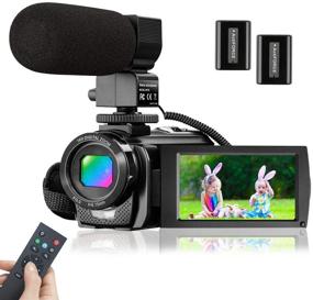 img 4 attached to 📷 KENUO FHD 1080P 30FPS 24MP Video Camera Camcorder with Microphone: 16X Zoom, 3.0 Inch 270° Rotation Screen, Remote Control, 2 Batteries