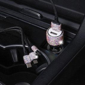 img 3 attached to 🚗 Bling Car Charger - Dual Port USB Adapter 5V/2.1A Crystal Plug for iPhone 12/11/Xs/Xs max/Xr/X/8/7/6, iPad Pro/Air/Mini, Samsung Galaxy S10/S9/S8/S7/S6, Note 9/8 - Cute Car Accessories for Women (Multicolor)