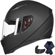 🏍️ auboa lightweight full face helmet for adults: dual visors dot certified motorcycle powersports racing helmet, ideal for women and men (matte black, size m) logo