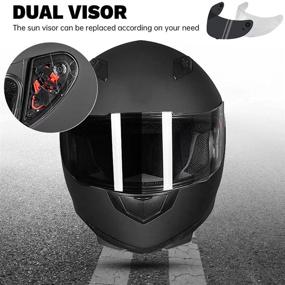 img 3 attached to 🏍️ Auboa Lightweight Full Face Helmet for Adults: Dual Visors DOT Certified Motorcycle Powersports Racing Helmet, Ideal for Women and Men (Matte Black, Size M)