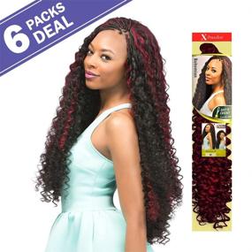 img 3 attached to 🔥 Outre Synthetic Hair Crochet Braids X-Pression Braid Bohemian Curl 24" (6-Pack, 1B): Effortless Bohemian Curls for Your Hair!