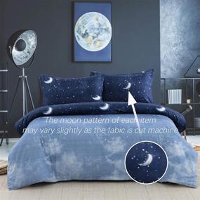 img 1 attached to 🌙 Queen Blue Galaxy Star Moon Duvet Cover Set - Reversible Microfiber Bedding - 3-Piece Comforter Cover with 2 Pillowcases - Hidden Zipper - Durable - for Kids and Teens - Blue/Black - 90"x90