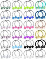 48pcs ftovosyo surgical steel nipple rings – glow in the dark, hoop horseshoe barbell piercing jewelry for women – 16g-14g nipplerings logo