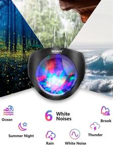 img 2 attached to 🌌 Aurora Borealis White Noise Sound Machine + Bluetooth Speaker/Timer/Remote, LED Moving Psychedelic Northern Ceiling Night Light - Relax Therapy Gift for Adults, Teens, Babies & Kids