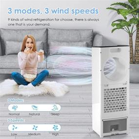 img 1 attached to 🌀 3-IN-1 Evaporative Air Cooler: Portable AC with 4 Modes, 3 Fan Speeds, Timer, LED Display, Remote, Bladeless Design for Home and Office