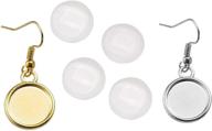 💎 jgfinds earring wire hooks - 12mm cabochon settings, 40 pack + 95 glass cabochons in silver and gold tones logo