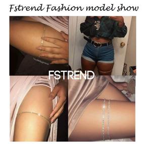 img 1 attached to 💎 Fstrend Sexy Rhinestones Layered Leg Thigh Chains: Sparkling Crystal Beach Silver Fashion Nightclub Body Chain Jewelry for Women and Girls (Gold)