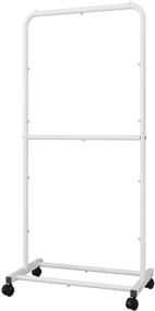 img 4 attached to 👕 Efficient White Garment Rack with Double Rod, Trending Design for Hanging Clothes, Rolling Organizer on Wheels