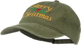 img 3 attached to Merry Christmas Mistletoe Embroidered Washed Dyed Cap from e4Hats.com