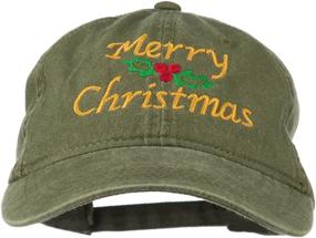 img 4 attached to Merry Christmas Mistletoe Embroidered Washed Dyed Cap from e4Hats.com