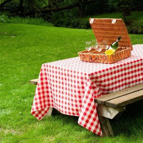 img 3 attached to 🍽️ 102 Inch Checker Rectangular Tablecloth by LinenTablecloth