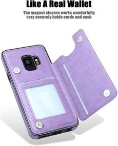 img 2 attached to 🌸 Samsung Galaxy S9 Wallet Case with Card Holder, Flower Magnetic Back Flip Case for Women - Protective Full Cover Phone Case for Samsung Galaxy S9 5.8", Purple