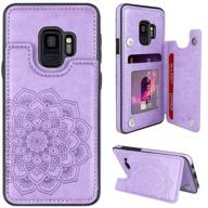 🌸 samsung galaxy s9 wallet case with card holder, flower magnetic back flip case for women - protective full cover phone case for samsung galaxy s9 5.8", purple logo