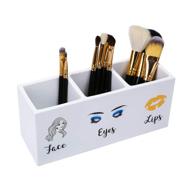 💄 women's makeup brush holder and organizer - 3 slot storage solution for cosmetics brushes logo