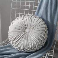 🎃 anntool grey white velvet pleated round throw pillow - pumpkin pleated meditation cushion for home couch sofa chair bed car decor logo