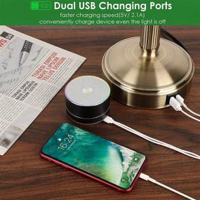 img 2 attached to Bankers Lamp with USB Ports: Touch Control Green Glass Desk Lamp with Vintage Brass Base - 3 Way Dimmable Table Lamp for Bedroom, Workplace, Office, Library, Hotel Lobby - Includes Bulb