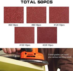 img 3 attached to 🔧 LotFancy 50PCS Sanding Pads for Black and Decker Mouse Sanders - Assorted Grit Sandpaper (60 80 120 150 220) - Hook and Loop Detail Palm Sander Sanding Sheets with 12-Hole Design